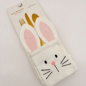 Isaac Mizrahi New York Set of 4 Bunny Utensil Holders Easter Tableware